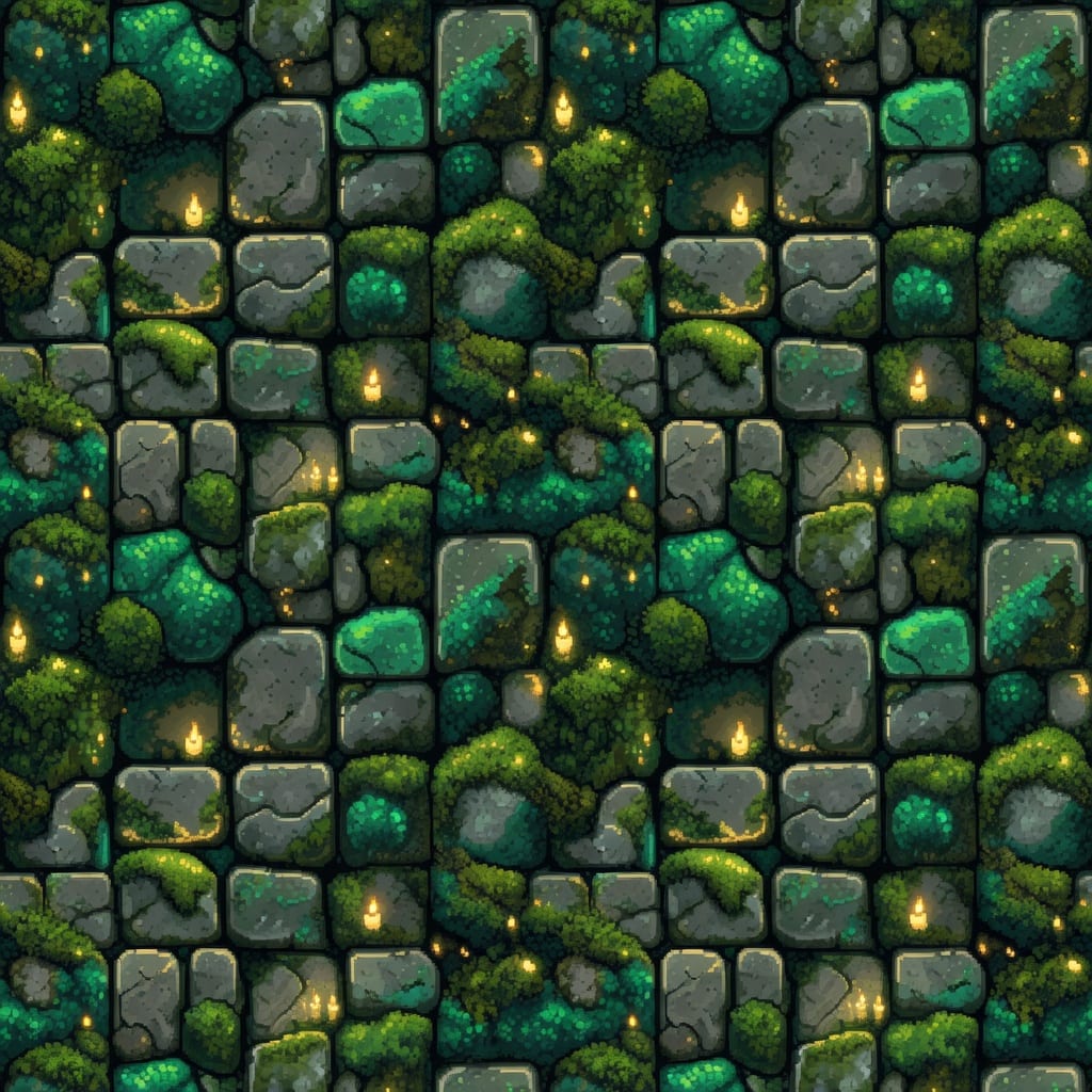 Mossy Ancient Cobblestone Tile
