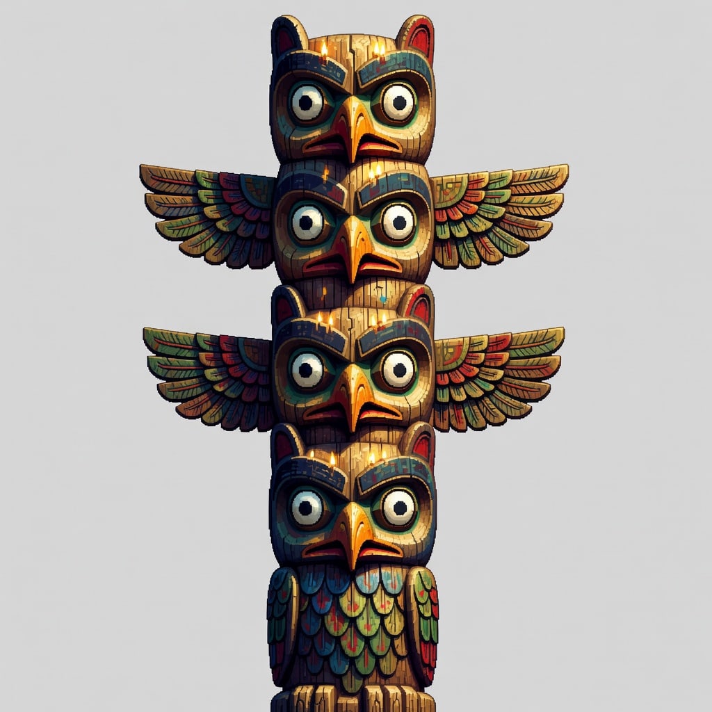 Carved Owl Totem Pole