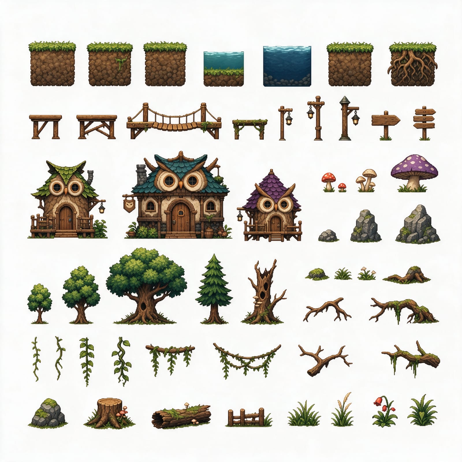 Pixel Art Forest Village Tileset