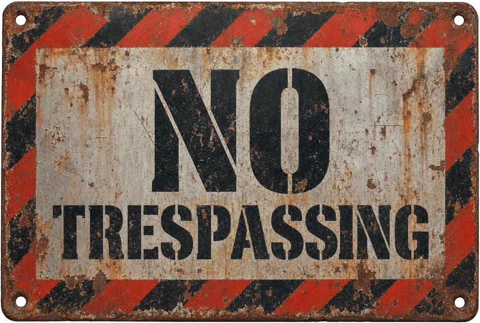 NO TRESPASSING warning sign decal