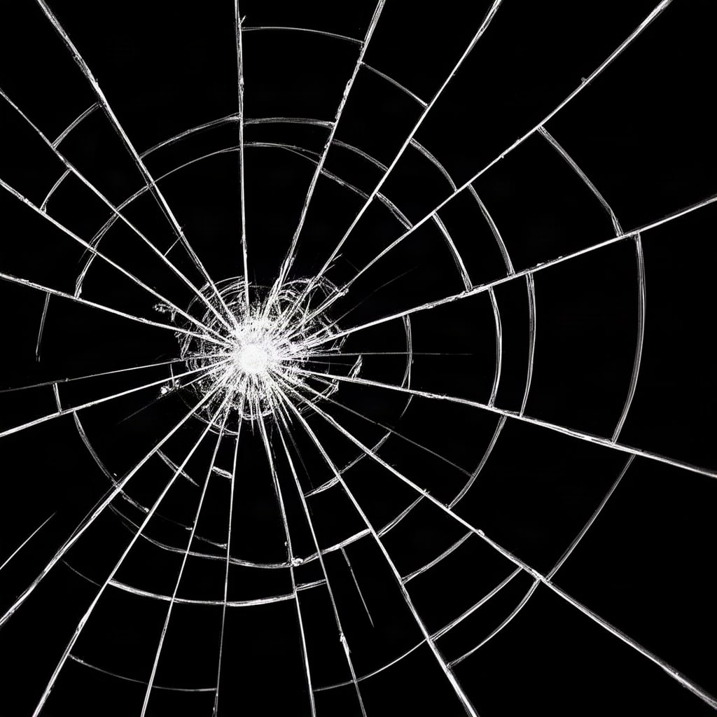 Image: A cracked glass pattern on a pure black background