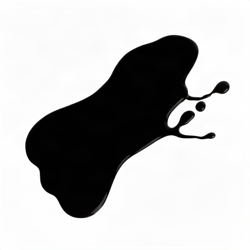 Image: A solid pure black silhouette of a spilled liquid