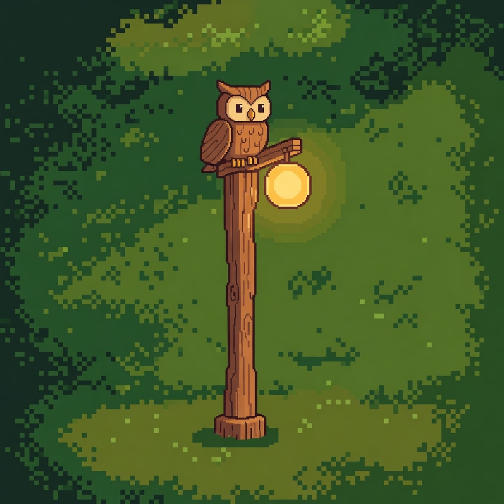 Whimsical Owl Lantern Post