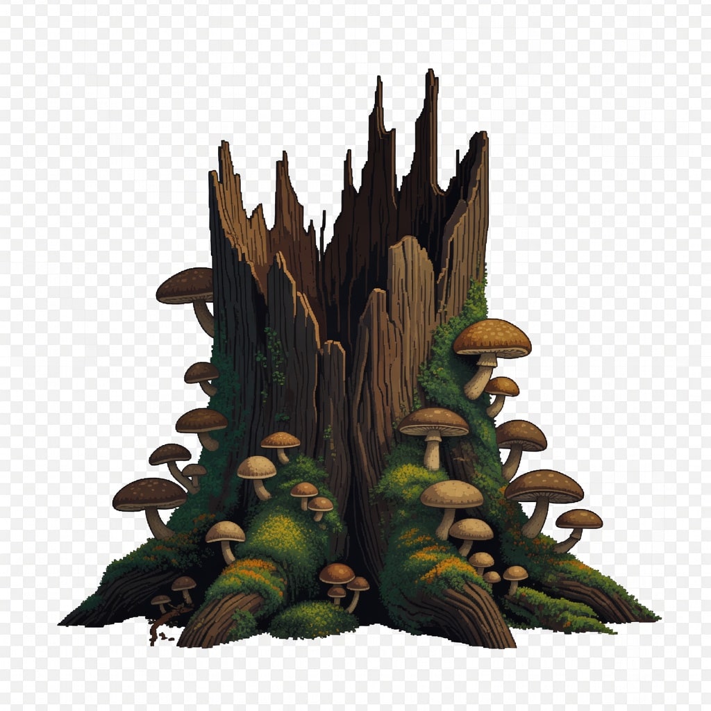 Mossy Mushroom Tree Stump