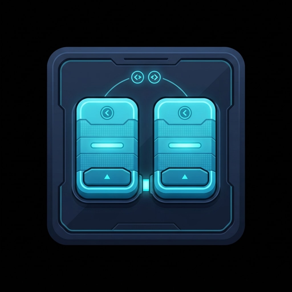 Image: Single game UI module, pure black background: Dual