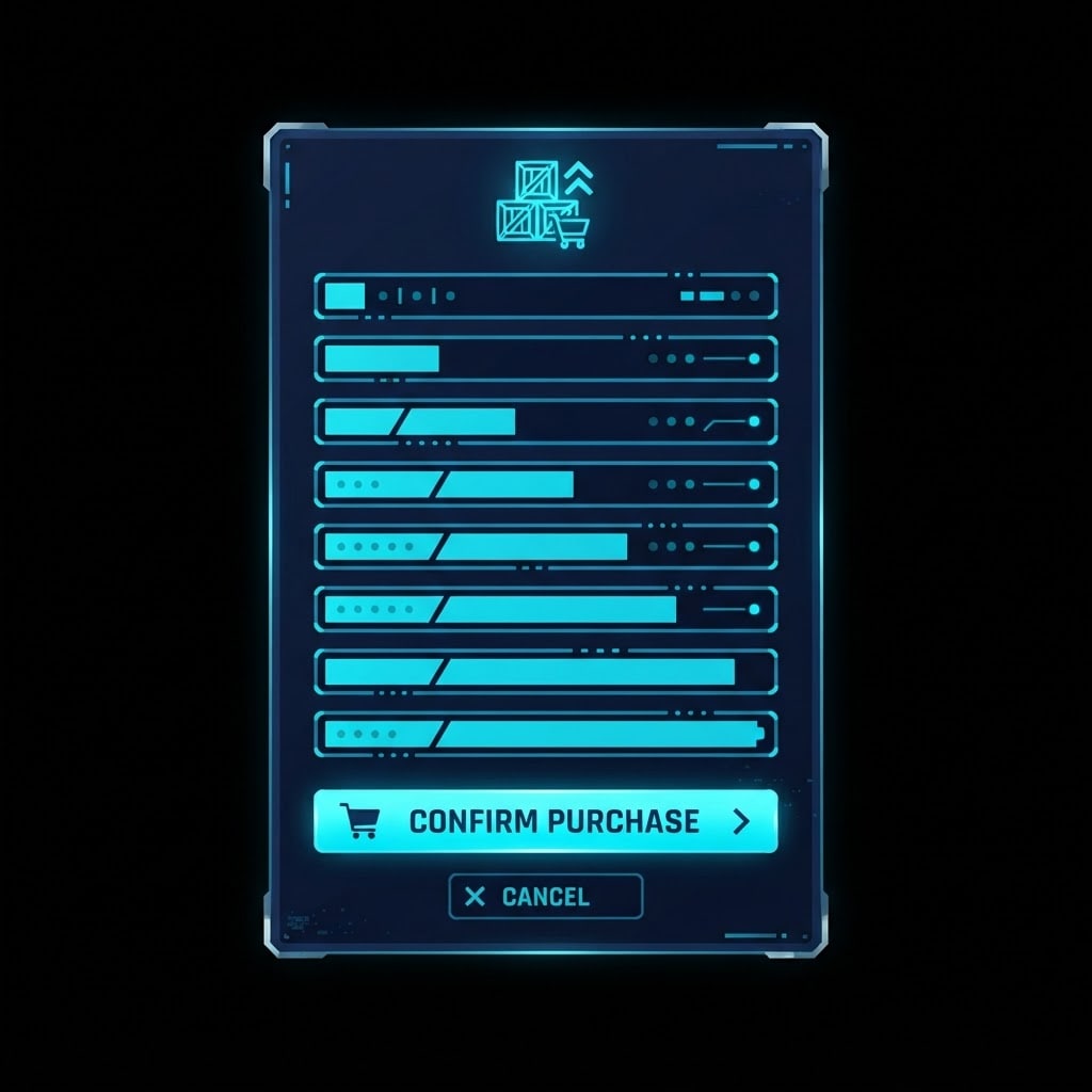 Image: Single game UI module, pure black background: Bulk