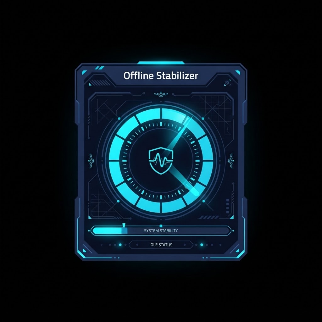 Image: Single game UI module, pure black background: Offl