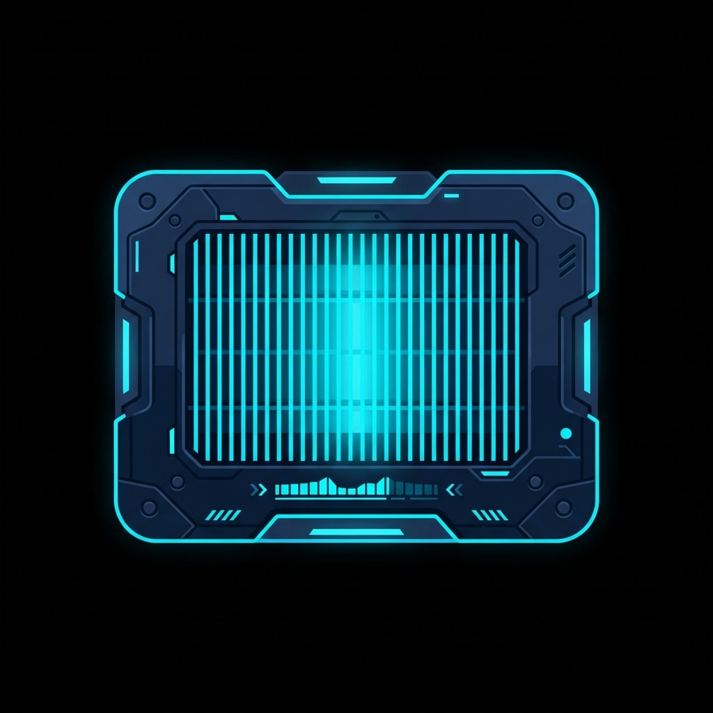 Image: Single game UI module, pure black background: Heat