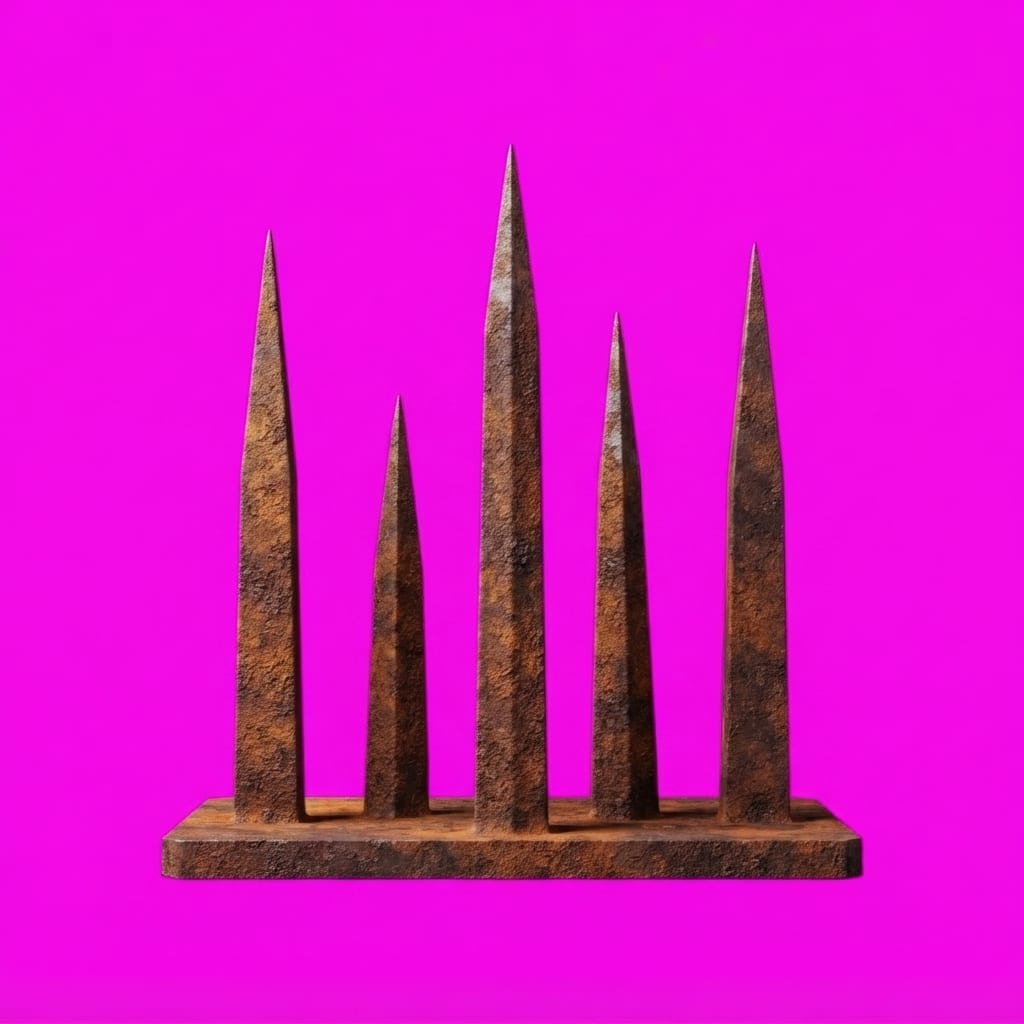Image: Photoreal side-view platformer floor trap: a clust