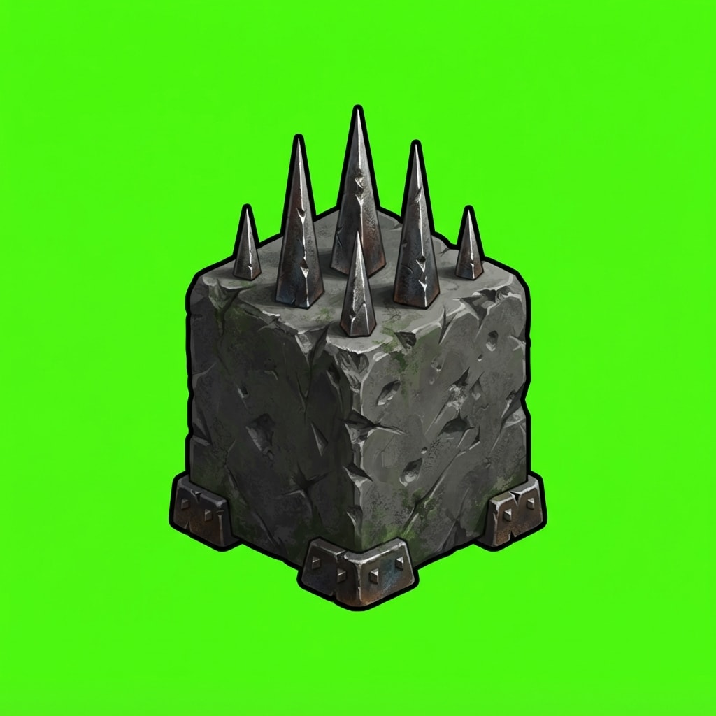 Image: Photoreal side-view platformer trap sprite, single
