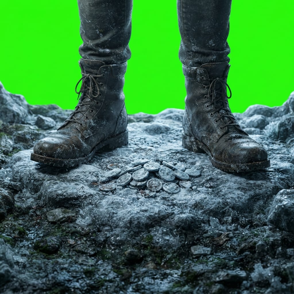 Image: Side-view 2D platformer floor clutter, photoreal f