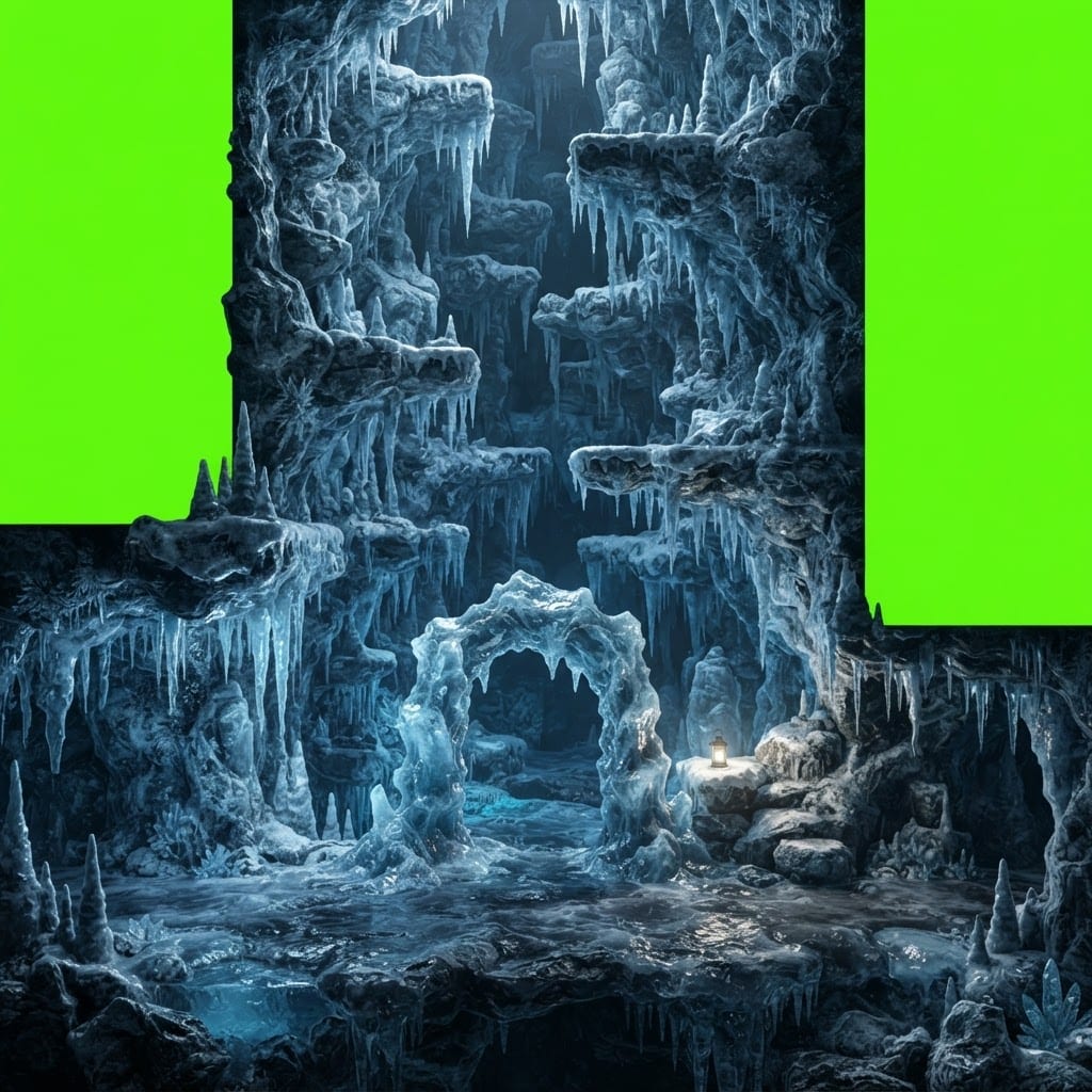 Image: Side-view 2D platformer tall clutter, photoreal fr