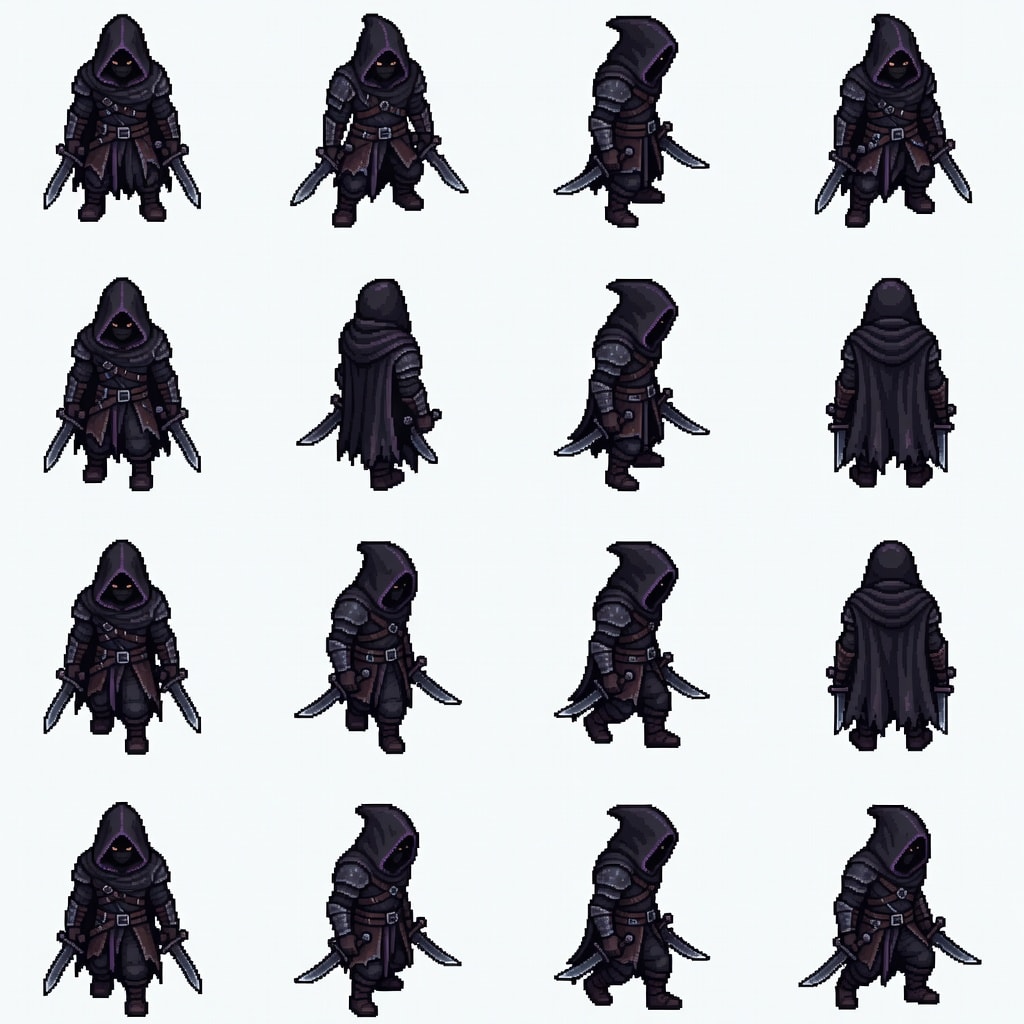 Rogue dark-fantasy 8-direction sheet v2