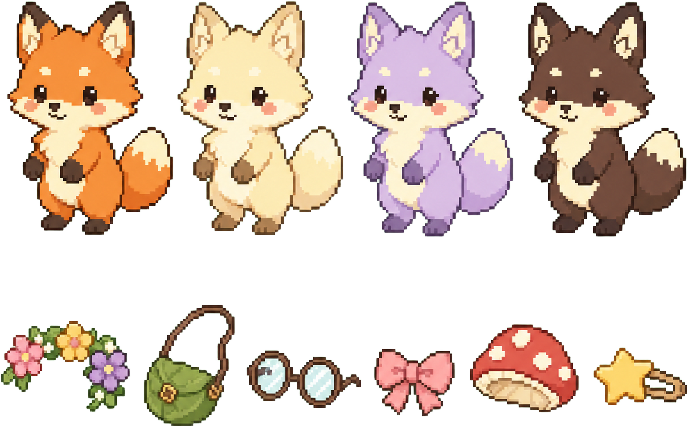 Kawaii Fox Customizer Sprite Sheet