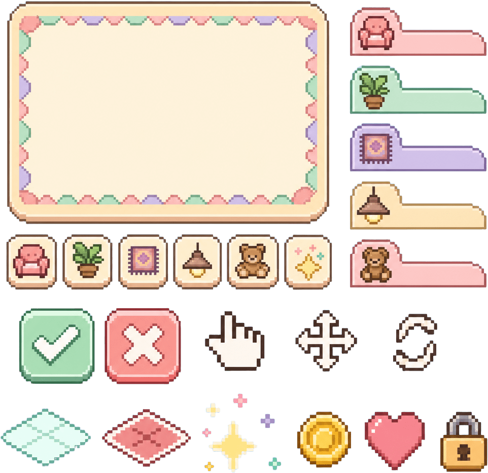 Kawaii Room Editor UI Kit