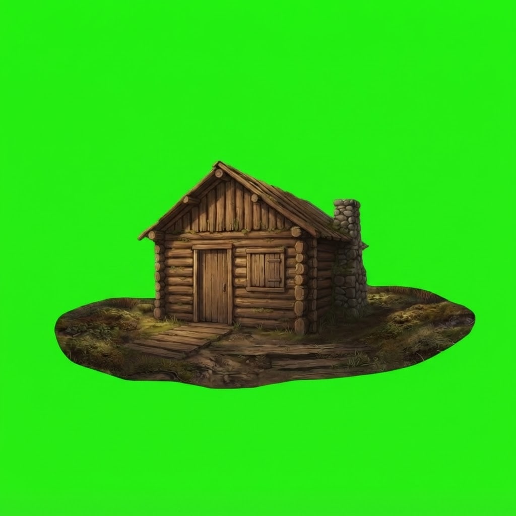 Image: Isolate only the small wilderness cabin structure