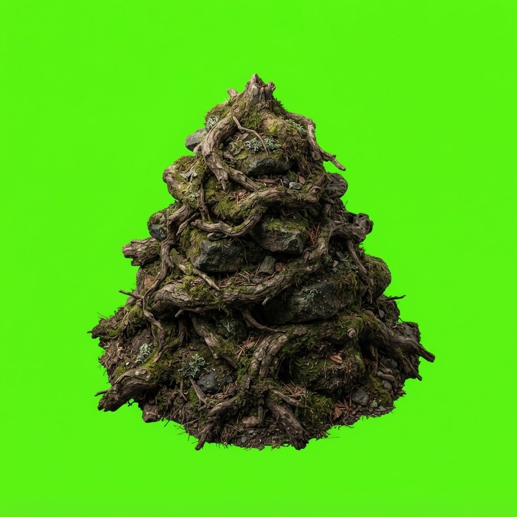 Image: Photoreal game prop sprite of a mid-size root cair