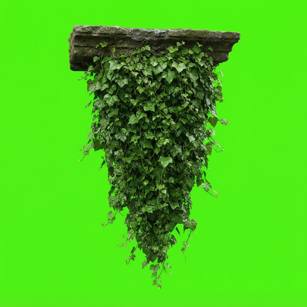 Image: Photoreal game prop sprite of a hanging ivy sheet
