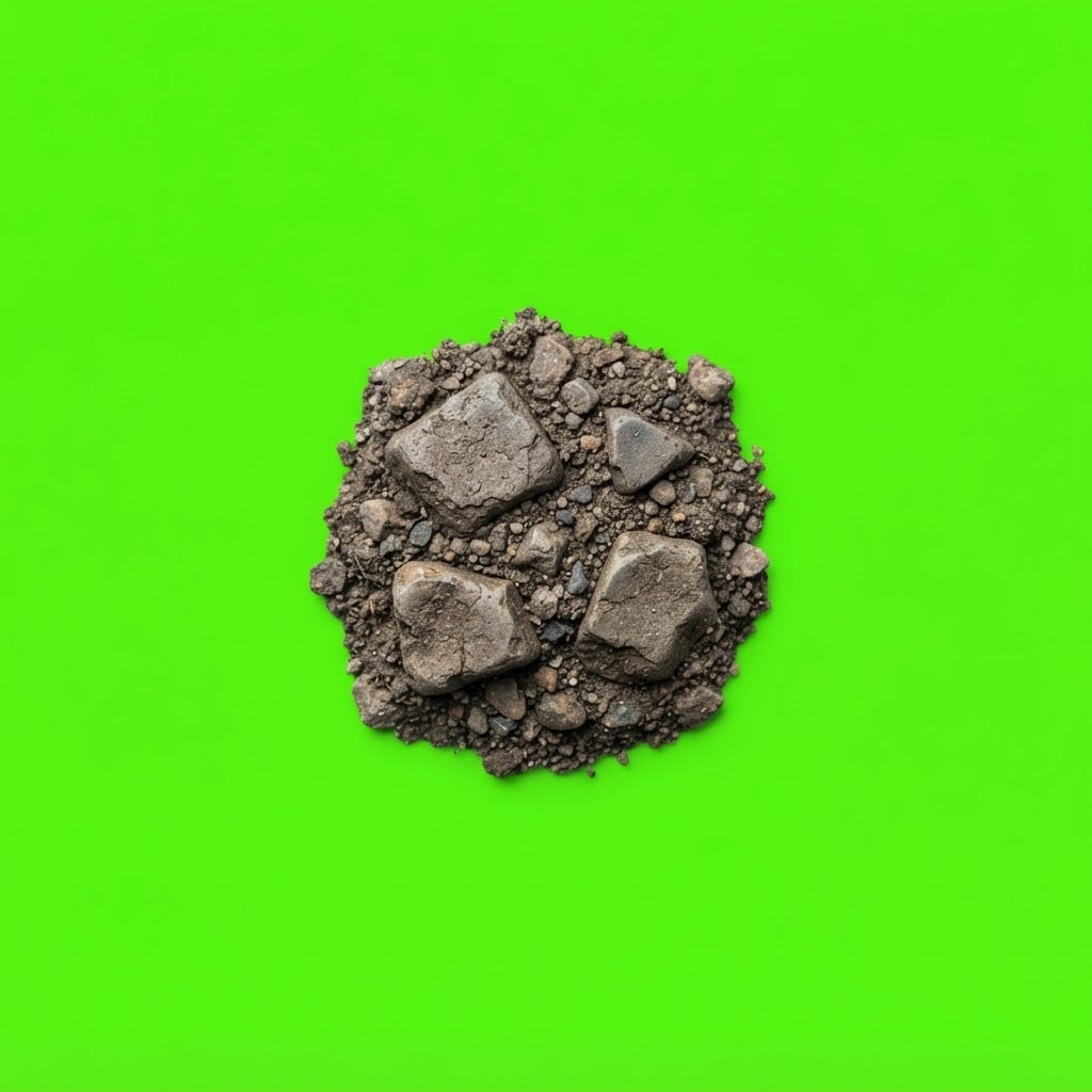 Image: Photoreal game prop sprite of a tiny broken cobble