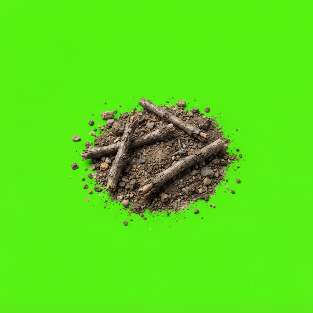 Image: Photoreal game prop sprite of a tiny twig scatter