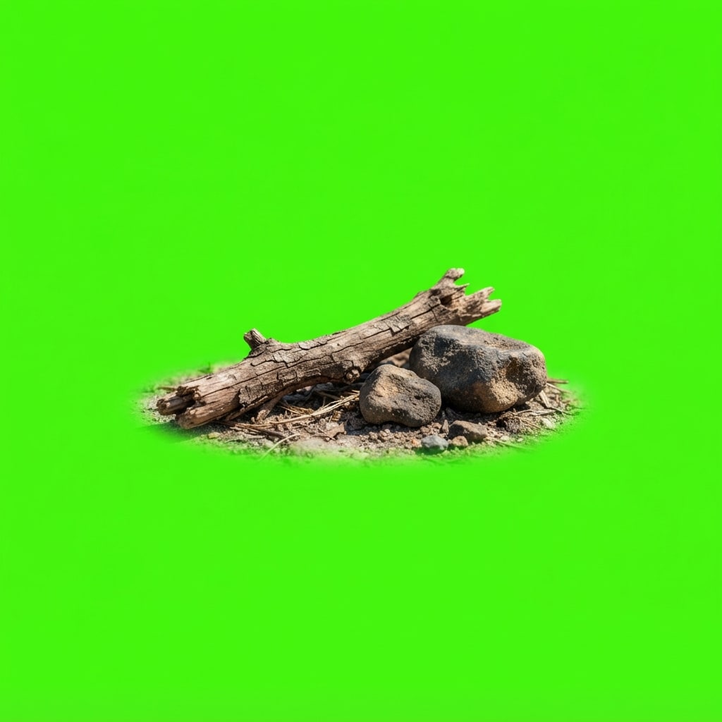 Image: Isolated photoreal 2D platformer PROP only. A shor