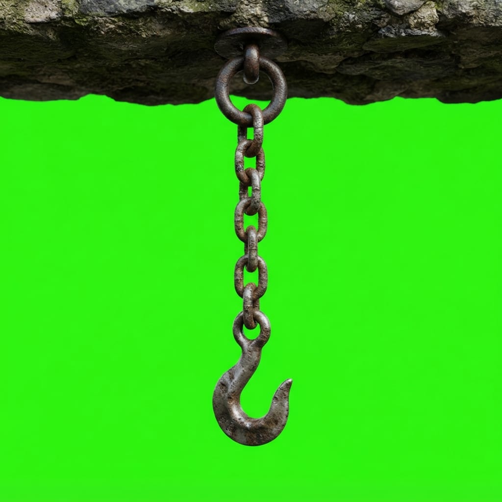 Image: Isolated photoreal 2D platformer PROP only, hangin