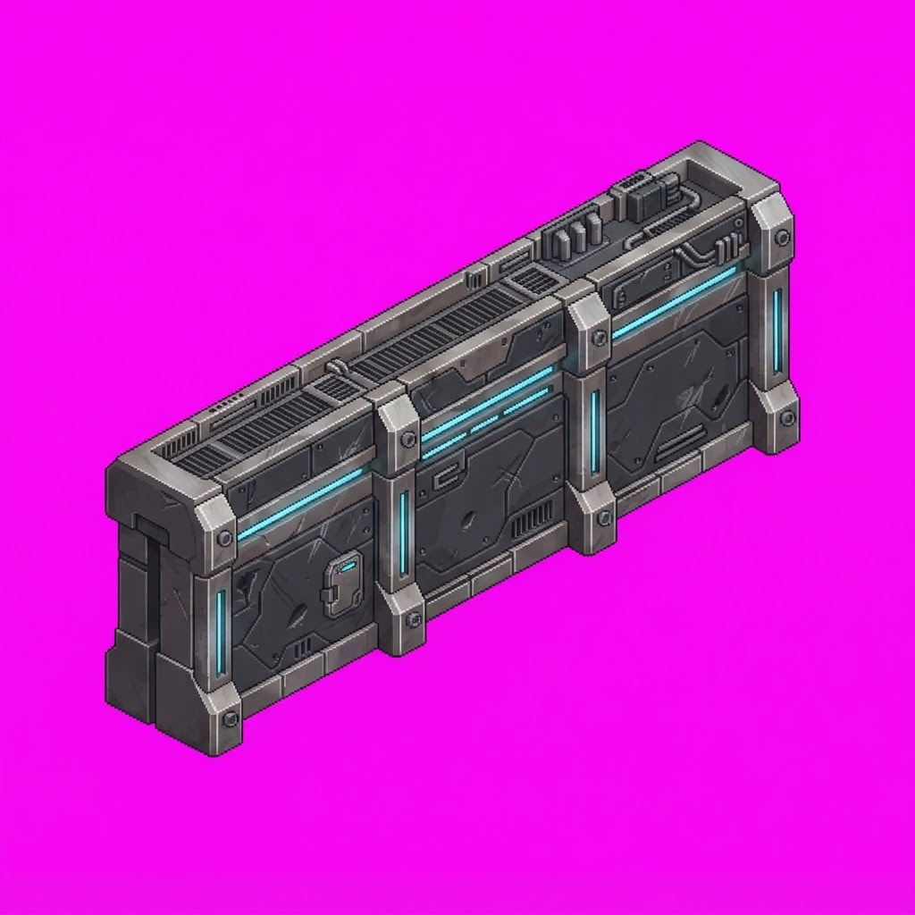 Image: Single straight modular sci-fi compound wall segme