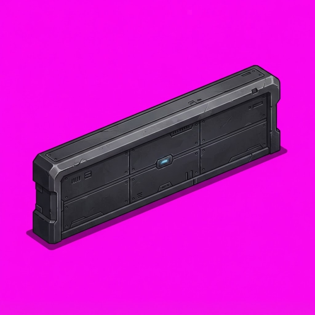 Image: Straight modular sci-fi compound wall segment, 2.5