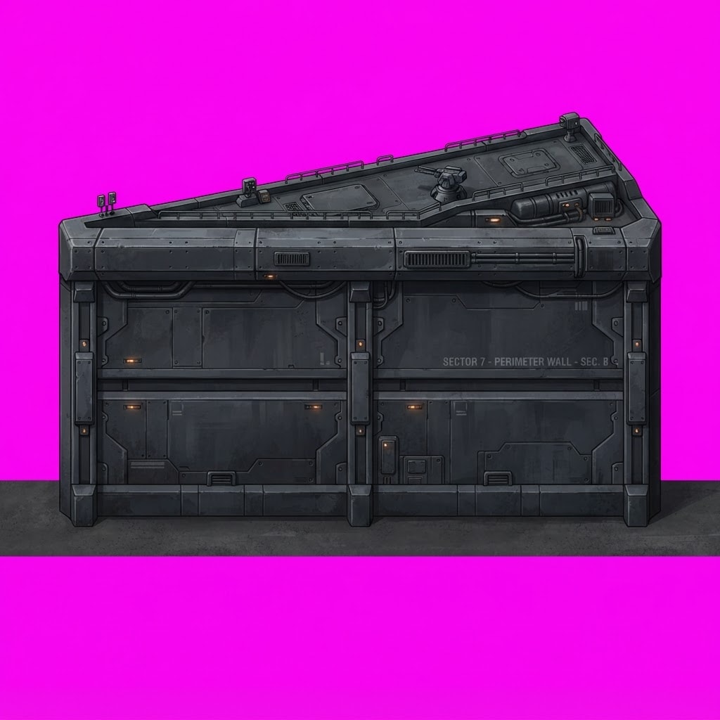 Image: Straight modular sci-fi compound perimeter wall se