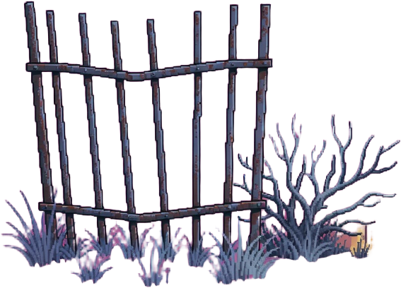 Fence and Scrub Prop Sprite