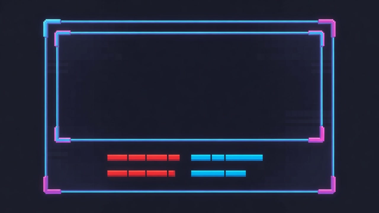 Retro UI Panel - Cyan Magenta Frame