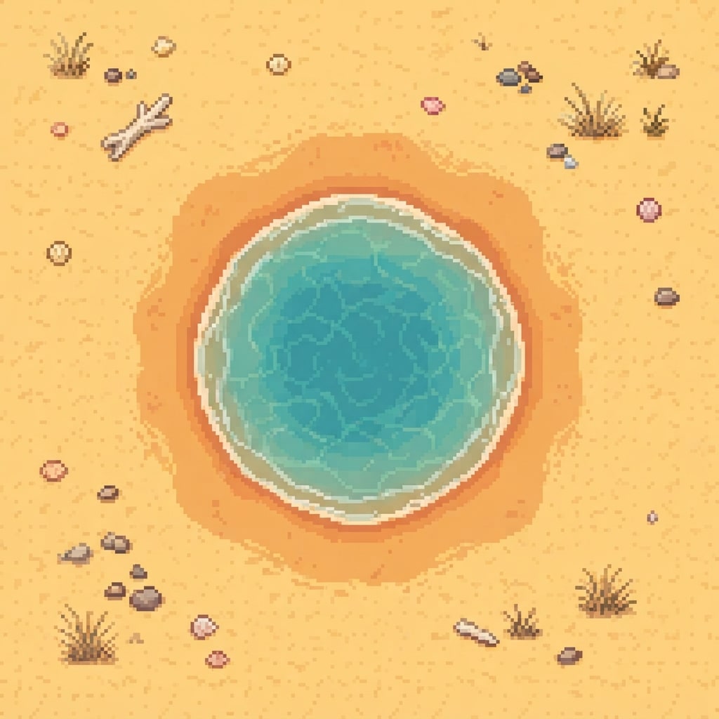 Image: Top-down overhead pixel art game tile, perfectly s