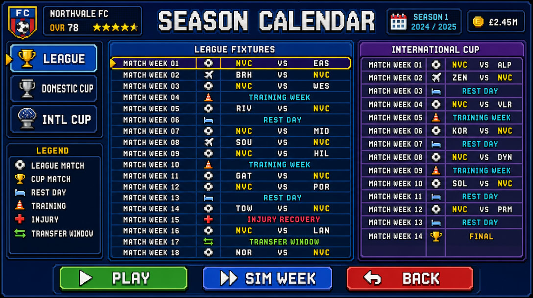 16-Bit Football Season Calendar