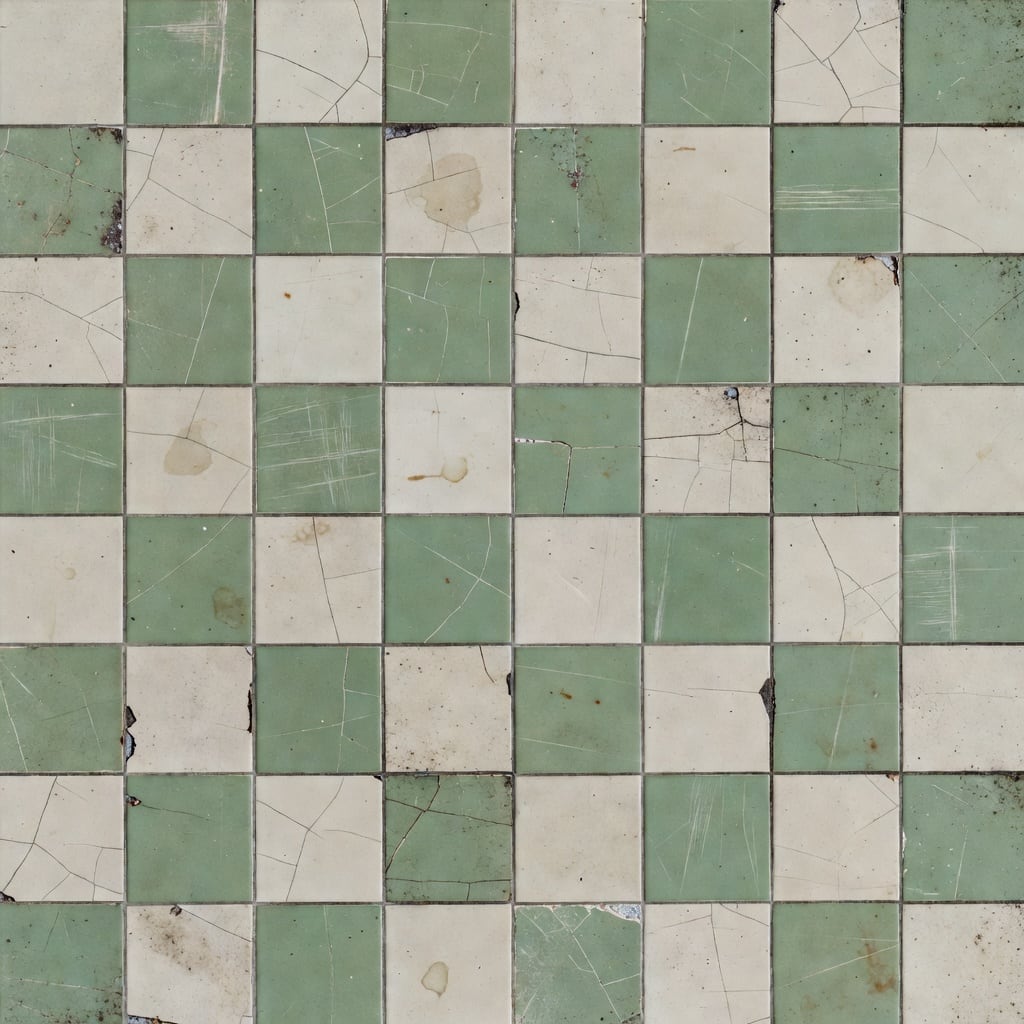 Worn Ceramic Hospital Floor Tile