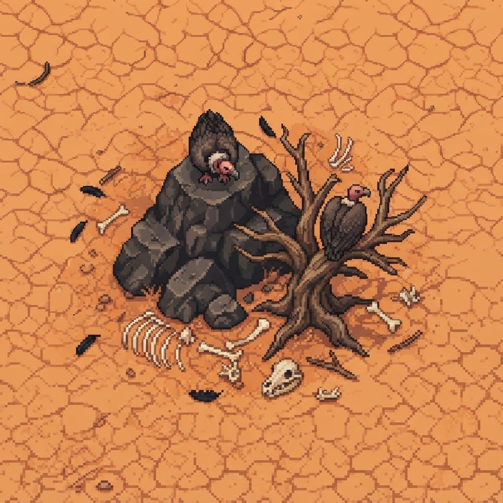 Image: Top-down overhead pixel art game tile, perfectly s