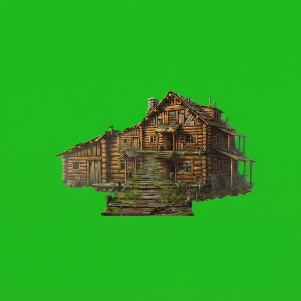 Image: Extract only the log cabin structure itself, exact