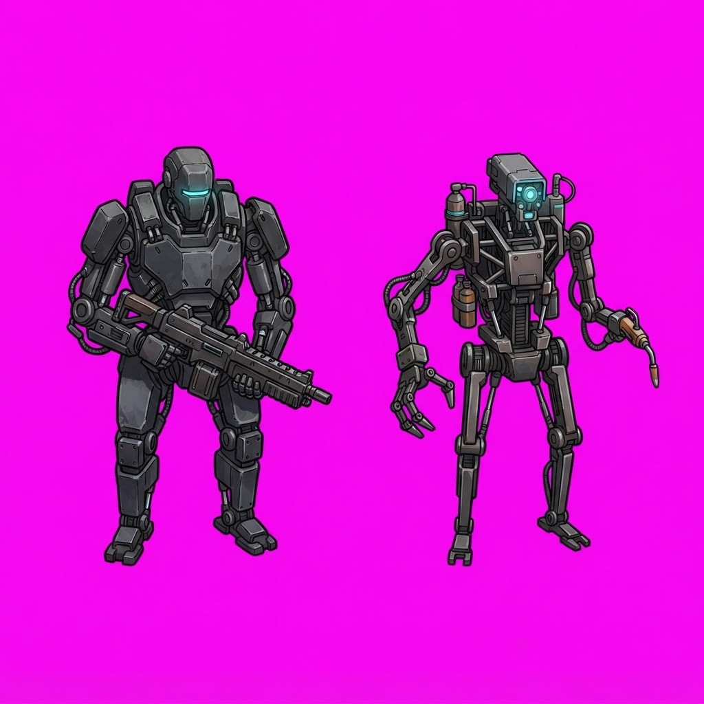 Image: Character sprite sheet for a top-down 2D video gam