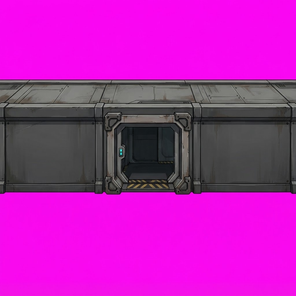 Image: A heavy industrial sci-fi bulkhead doorway built i