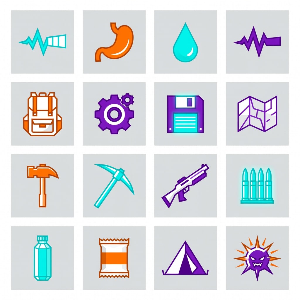 Futuristic Survival UI Icon Sheet