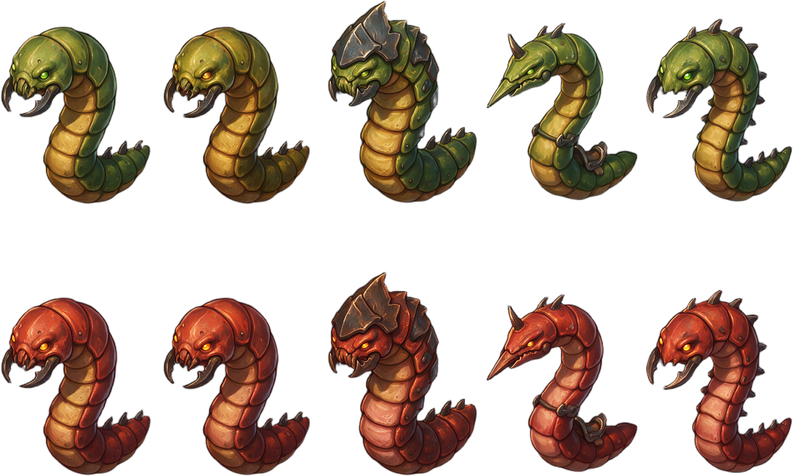 AGE OF WORMS - Worm Unit Atlas (Green and Red)