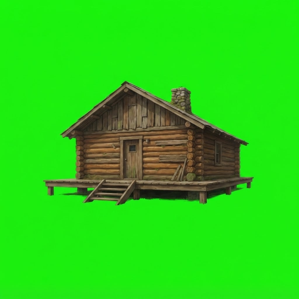 Image: Generate a large survivalist log cabin sprite for