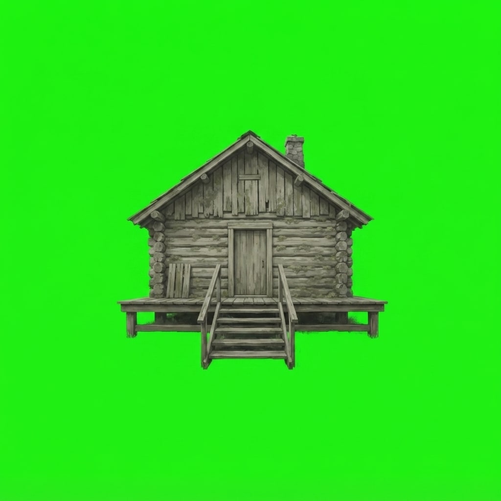 Image: Generate a large survivalist log cabin sprite for