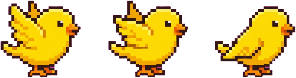 Retro Yellow Bird Flap Sprite Sheet