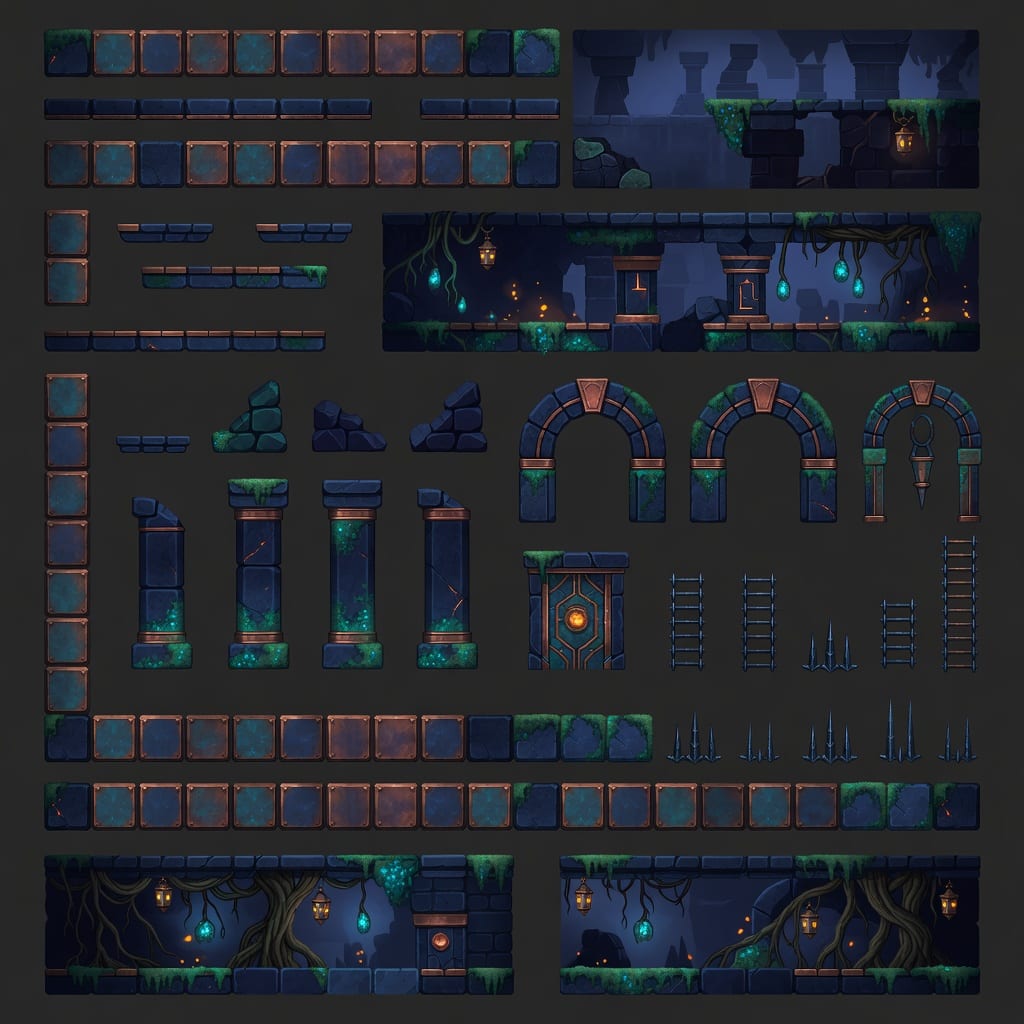 Metrodvinia Environment Tileset Kit