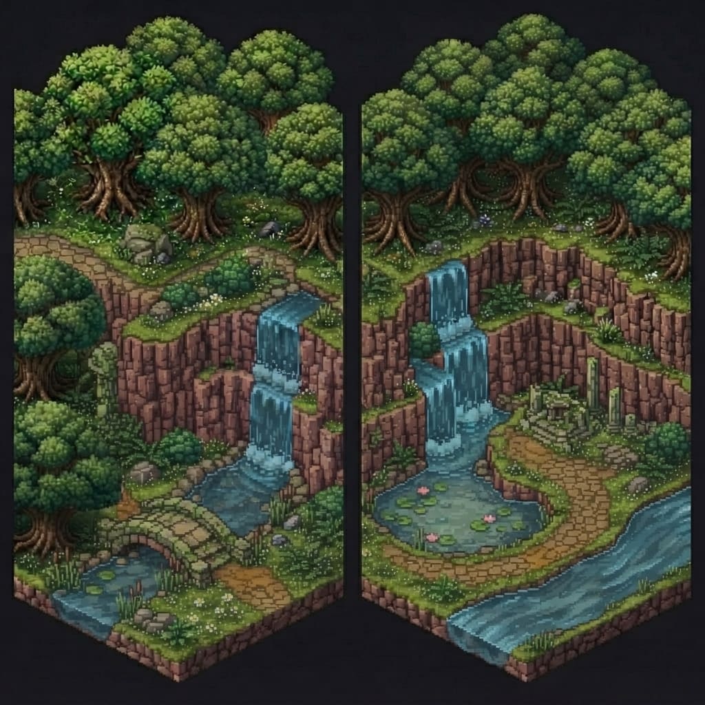 Forest Waterfall River Tiles