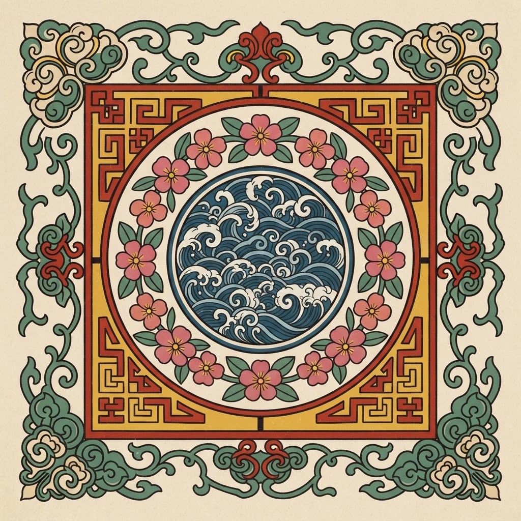 Image: Chinese woodblock New Year print (nianhua) style o