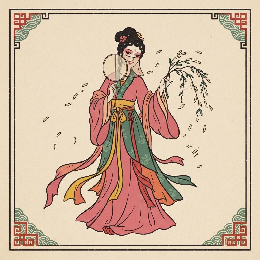 Image: Chinese woodblock New Year print (nianhua) style i