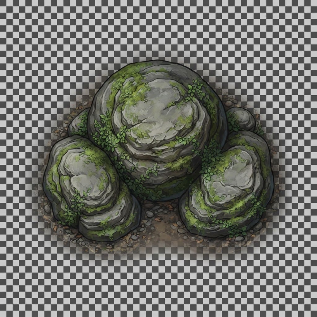 Large Mossy Boulder Cluster