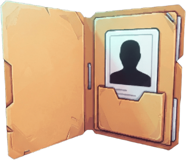 Image: Game UI icon, single object. Open player dossier f