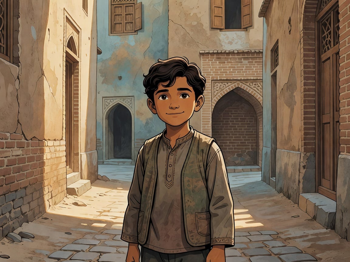 Iranian Boy — Hand-Painted 2D Illustration